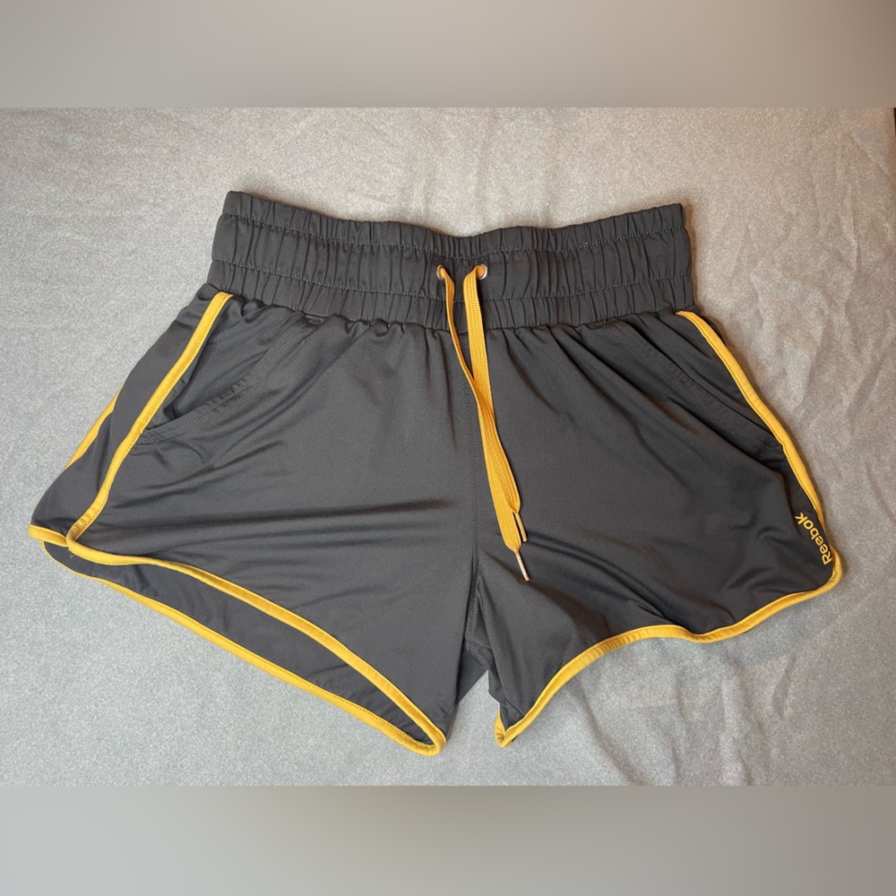 Gray and orange soft athletic Reebok shorts, like new size small